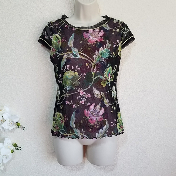 Vintage Y2K Mesh Lace Top - Picture 1 of 7